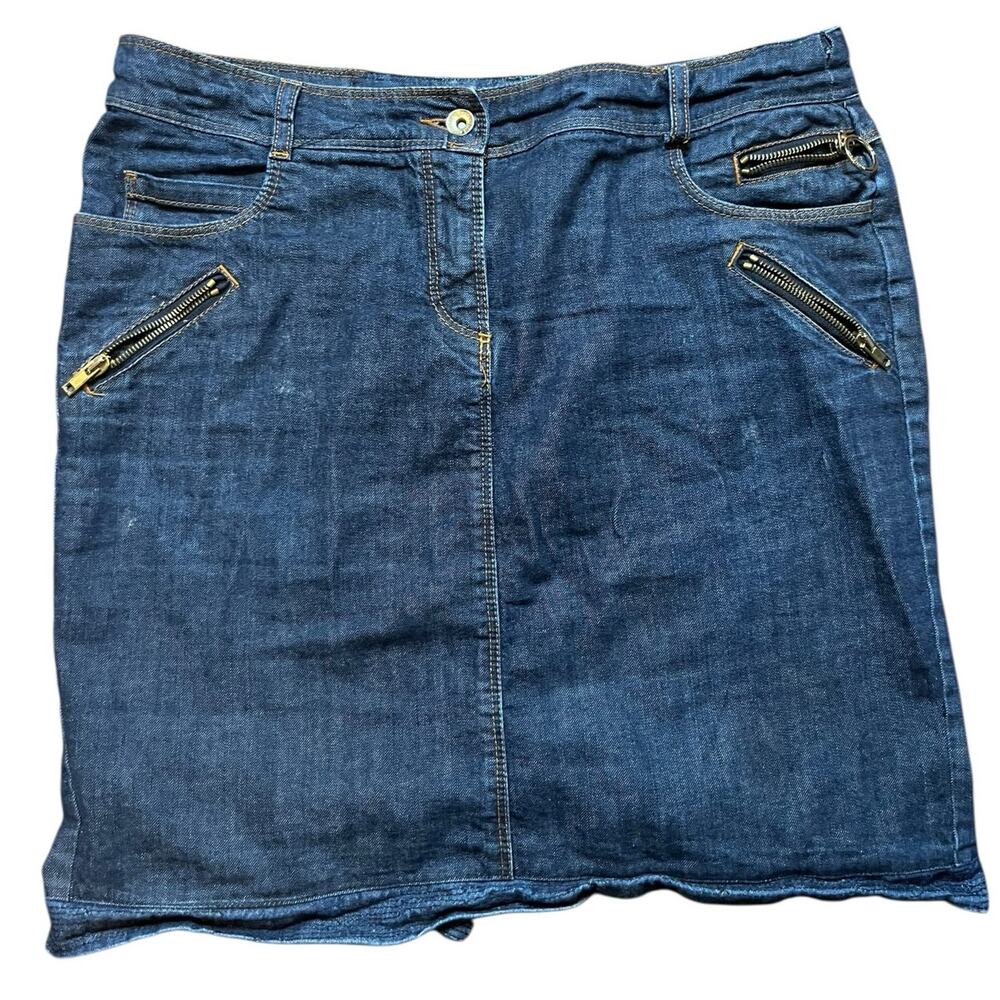 Love Moschino Denim Mini Skirt Stretchy Blue Jeans Skirt Size L 36" Waist